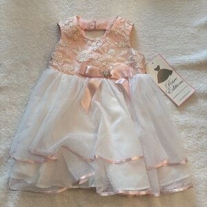 Rare Editions Baby Girl Dress Pink White 18M